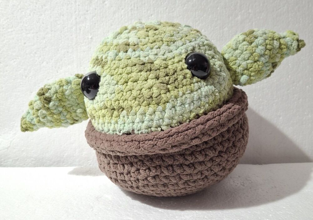 Crochet Amigurumi Grogu 7.5 Inch Plush Baby Yoda Star Wars Handmade Gift